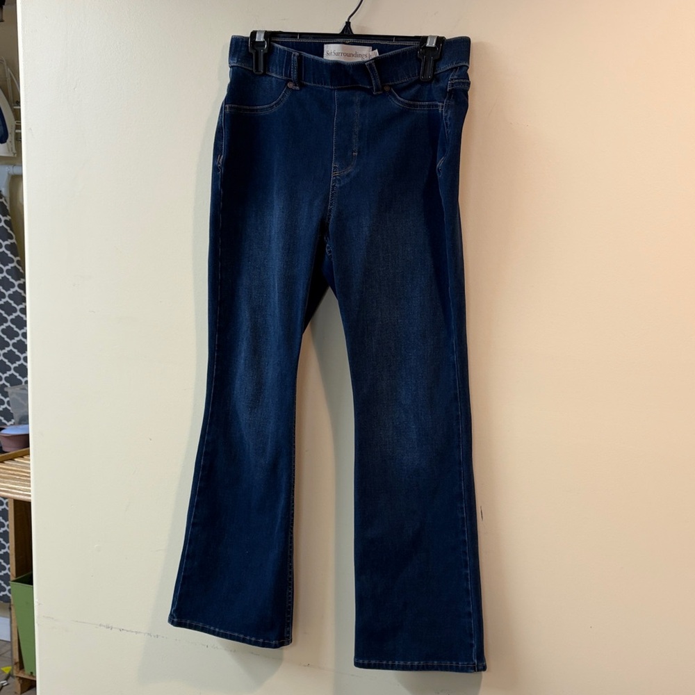 Soft Surroundings Dark Blue Flare Jeans